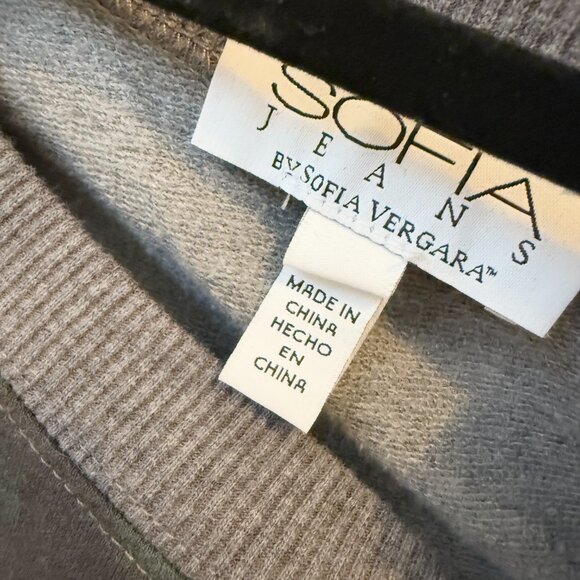 Women Sofia Jeans Drop-Shoulder Crewneck Sweatshirt in Camo Green Size Small - Picture 7 of 8